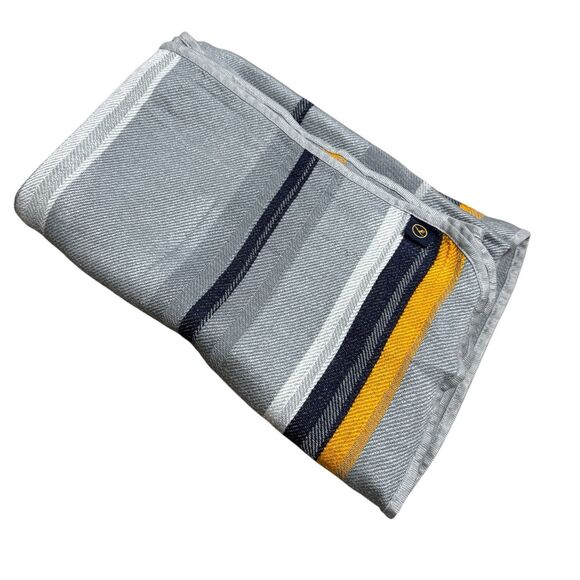 Lufthansa Airlines Cabin Blanket Gray Yellow Striped Flame Retardant 60x40” - Picture 1 of 5